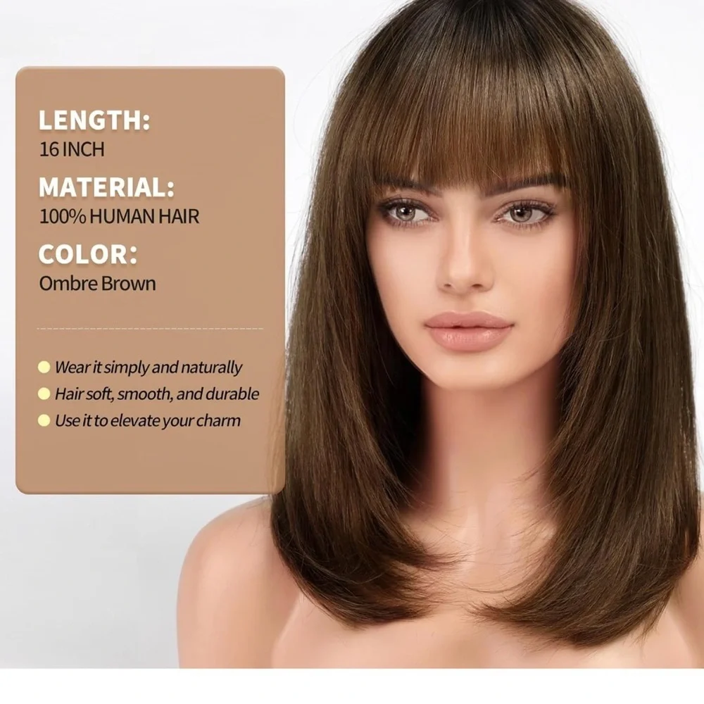 Blooming Hair Ombre Brown 100% Human Hair Wigs